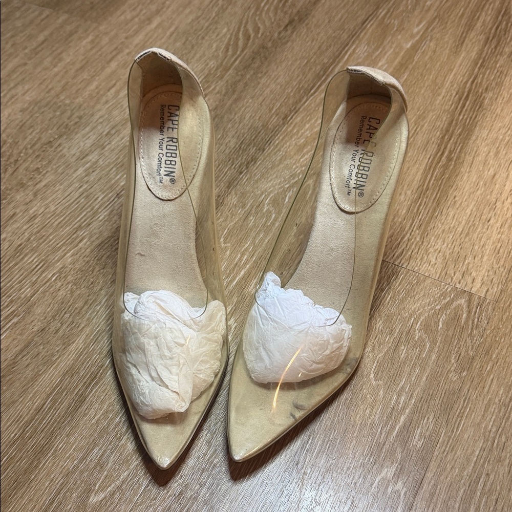 Cape Robbin Transparent Heels with White Detail